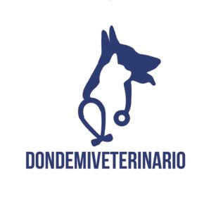 Logo Donde Mi Veterinario azul con fondo blanco